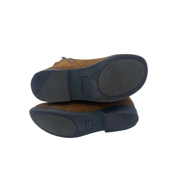 Tahari Milla Slope Chestnut Brown Size 5 Ankle Zip Up Fringed Booties EUC - Picture 4 of 10